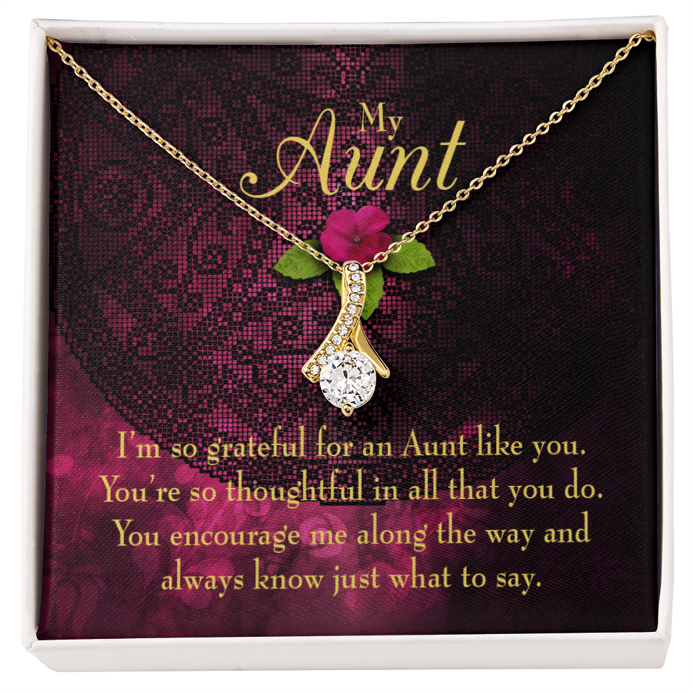 To My Granddaughter To My Aunt So Grateful Alluring Ribbon Necklace Message Card-Express Your Love Gifts