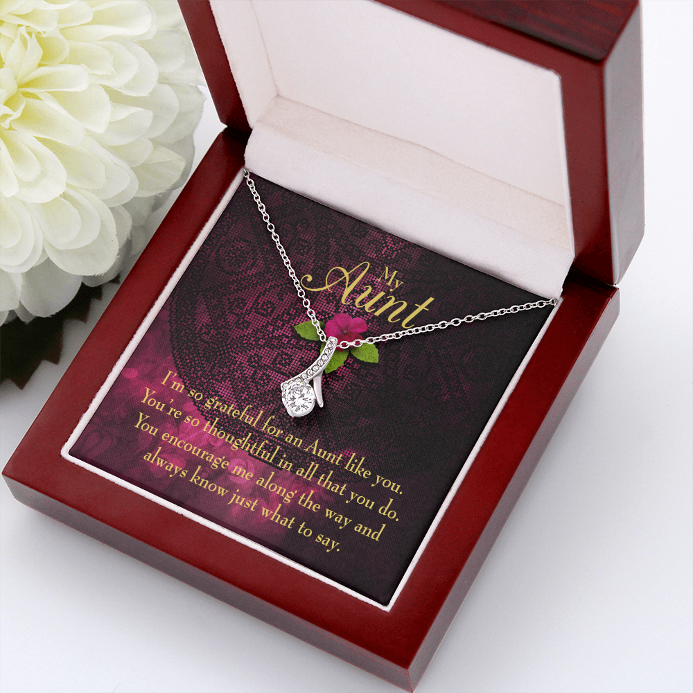 To My Granddaughter To My Aunt So Grateful Alluring Ribbon Necklace Message Card-Express Your Love Gifts