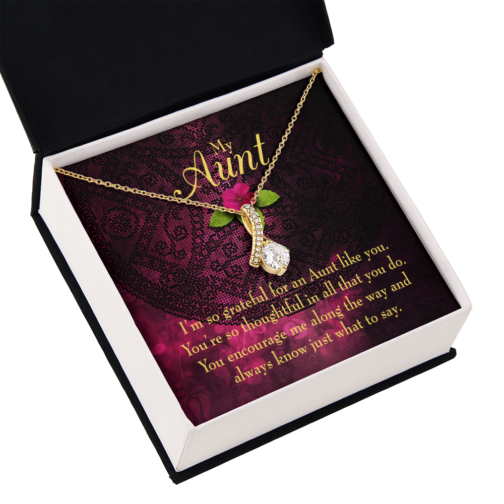 To My Granddaughter To My Aunt So Grateful Alluring Ribbon Necklace Message Card-Express Your Love Gifts