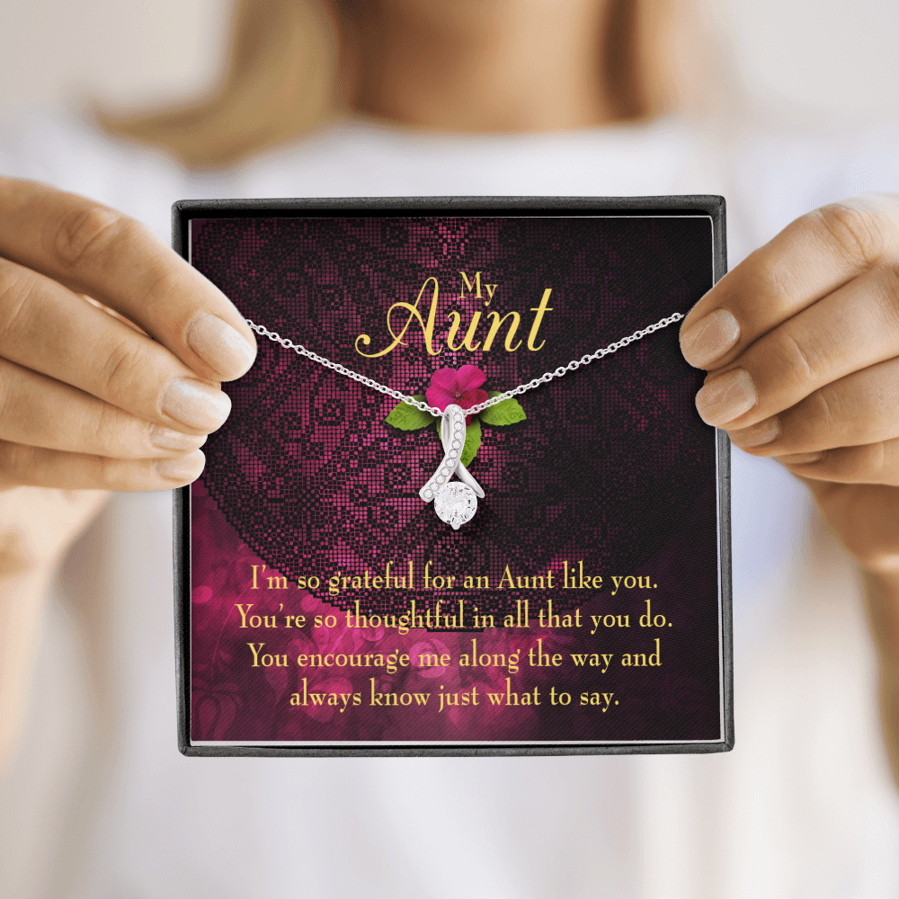 To My Granddaughter To My Aunt So Grateful Alluring Ribbon Necklace Message Card-Express Your Love Gifts