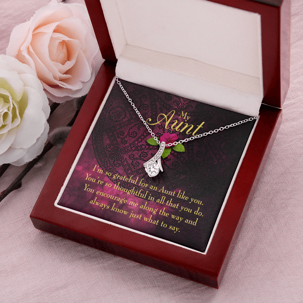 To My Granddaughter To My Aunt So Grateful Alluring Ribbon Necklace Message Card-Express Your Love Gifts