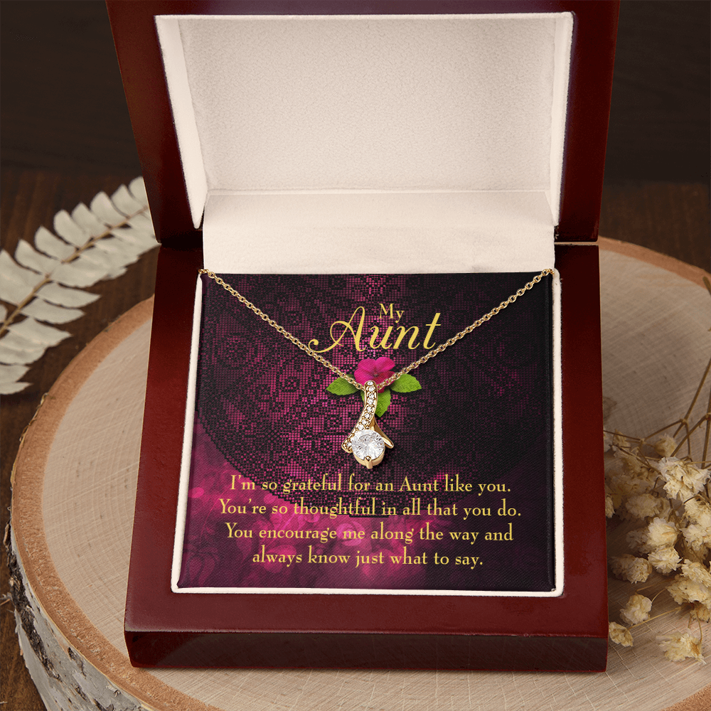 To My Granddaughter To My Aunt So Grateful Alluring Ribbon Necklace Message Card-Express Your Love Gifts