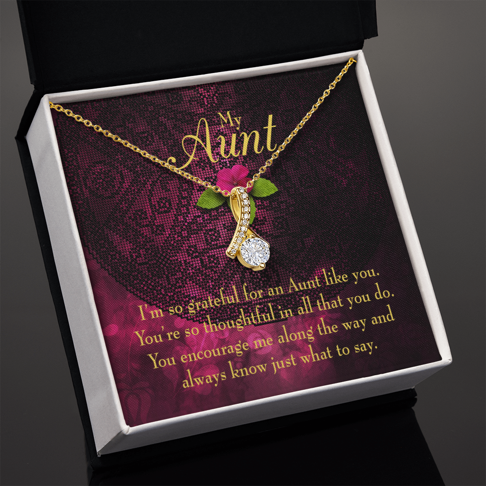 To My Granddaughter To My Aunt So Grateful Alluring Ribbon Necklace Message Card-Express Your Love Gifts
