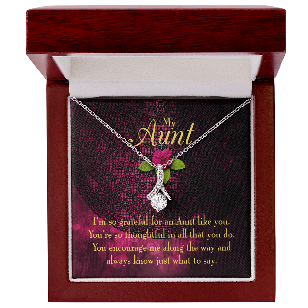To My Granddaughter To My Aunt So Grateful Alluring Ribbon Necklace Message Card-Express Your Love Gifts