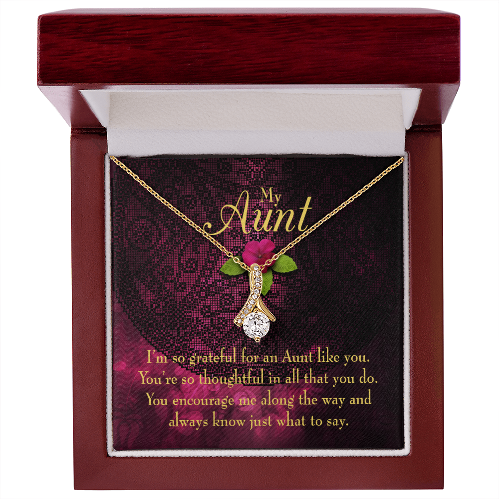To My Granddaughter To My Aunt So Grateful Alluring Ribbon Necklace Message Card-Express Your Love Gifts