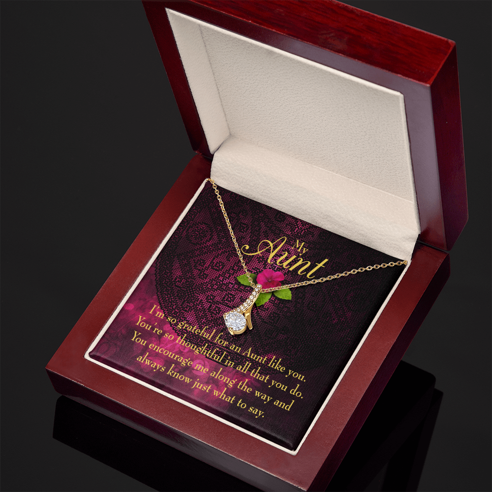 To My Granddaughter To My Aunt So Grateful Alluring Ribbon Necklace Message Card-Express Your Love Gifts