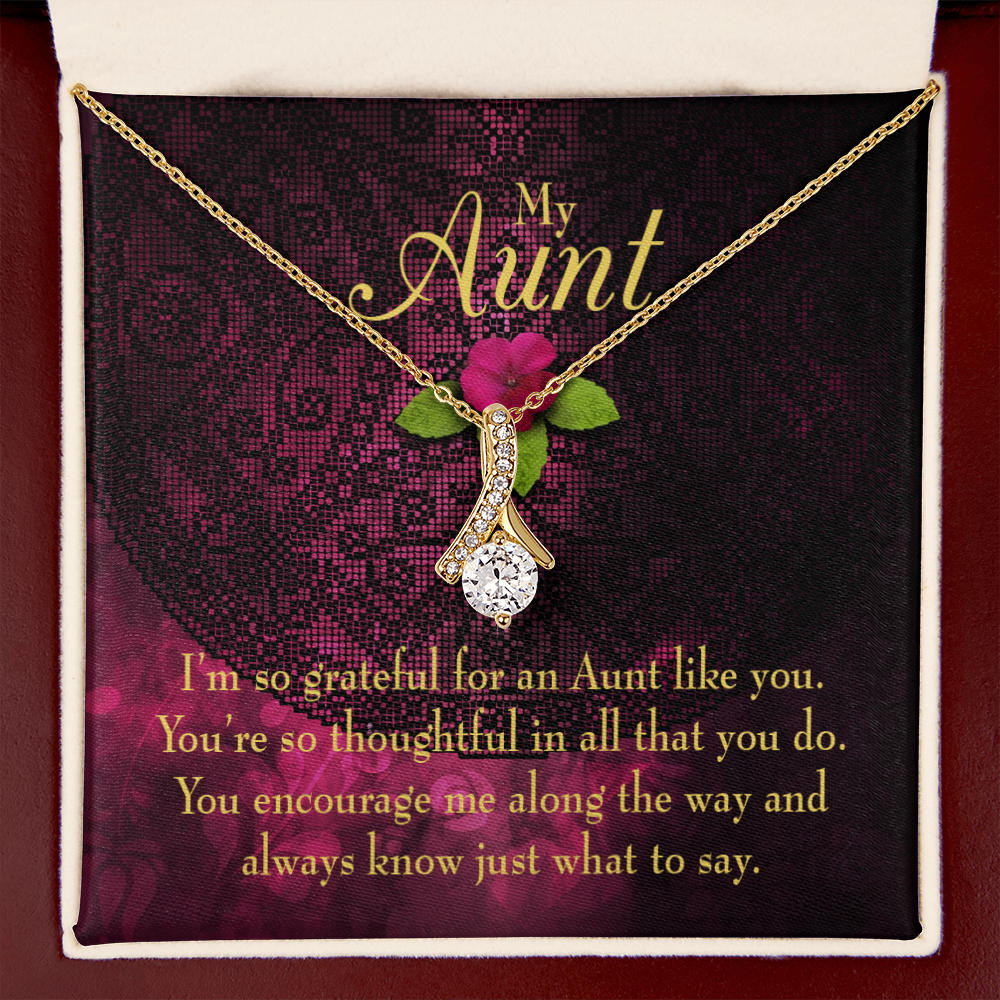 To My Granddaughter To My Aunt So Grateful Alluring Ribbon Necklace Message Card-Express Your Love Gifts