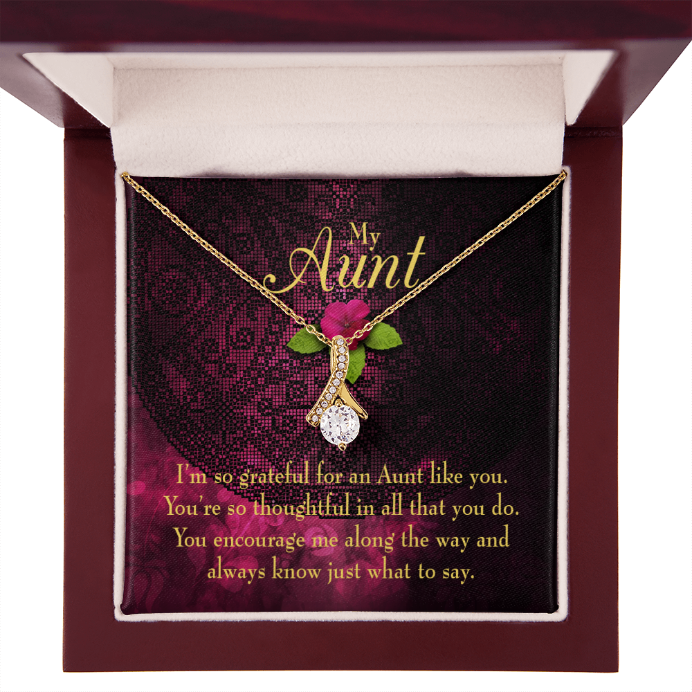 To My Granddaughter To My Aunt So Grateful Alluring Ribbon Necklace Message Card-Express Your Love Gifts