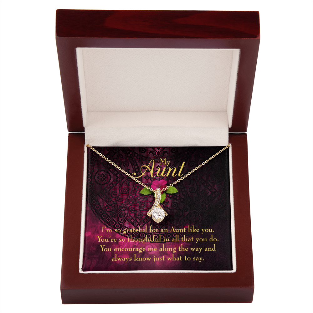 To My Granddaughter To My Aunt So Grateful Alluring Ribbon Necklace Message Card-Express Your Love Gifts