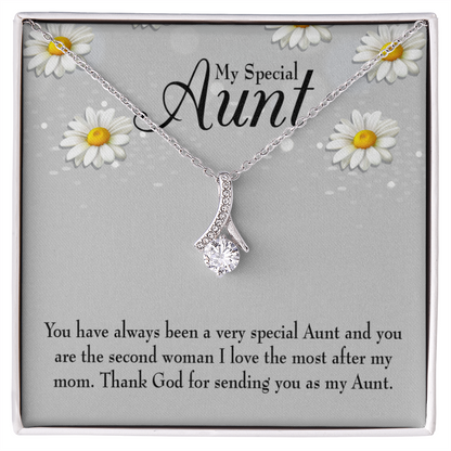 To My Granddaughter To My Aunt Special Aunt Alluring Ribbon Necklace Message Card-Express Your Love Gifts