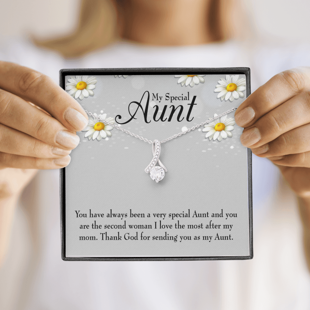 To My Granddaughter To My Aunt Special Aunt Alluring Ribbon Necklace Message Card-Express Your Love Gifts