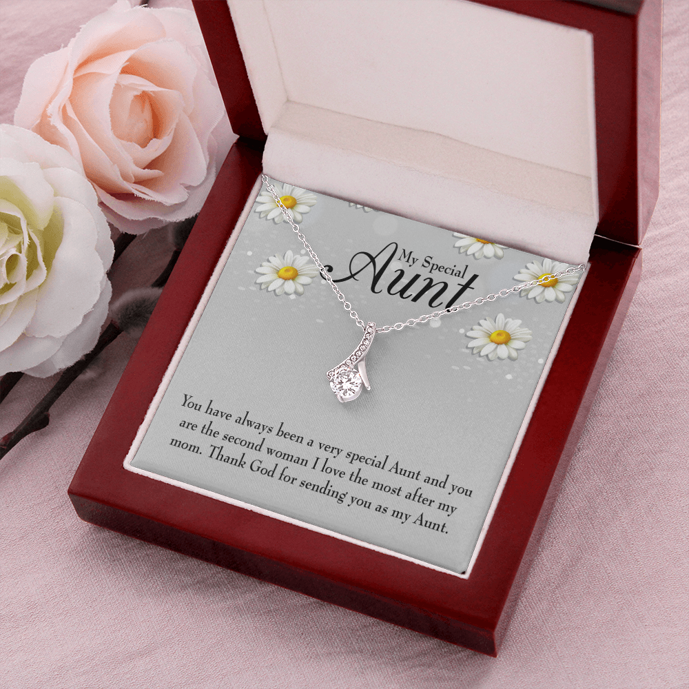 To My Granddaughter To My Aunt Special Aunt Alluring Ribbon Necklace Message Card-Express Your Love Gifts