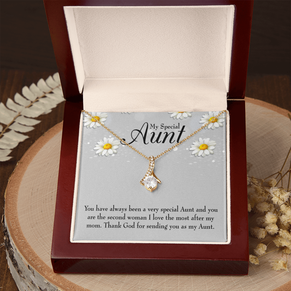 To My Granddaughter To My Aunt Special Aunt Alluring Ribbon Necklace Message Card-Express Your Love Gifts