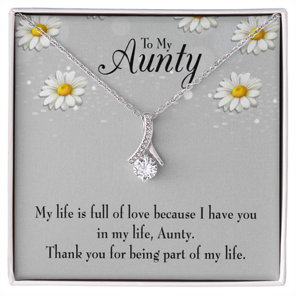 To My Granddaughter To My Aunt Thank You Auntie Alluring Ribbon Necklace Message Card-Express Your Love Gifts