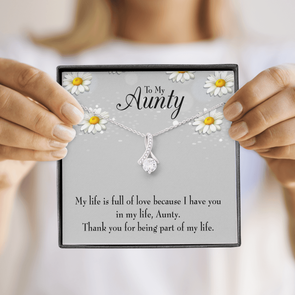 To My Granddaughter To My Aunt Thank You Auntie Alluring Ribbon Necklace Message Card-Express Your Love Gifts
