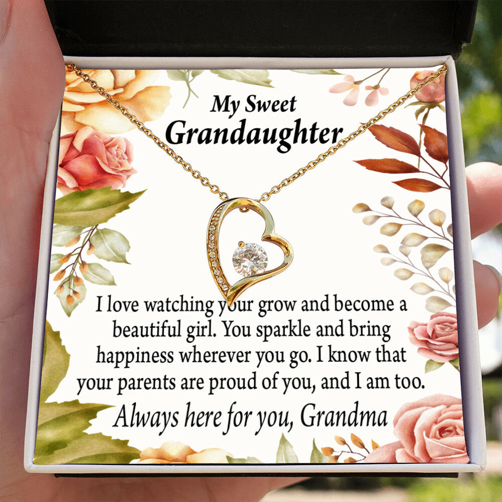 To My Granddaughter We're Proud of You From Grandma Necklace Forever Necklace w Message Card-Express Your Love Gifts