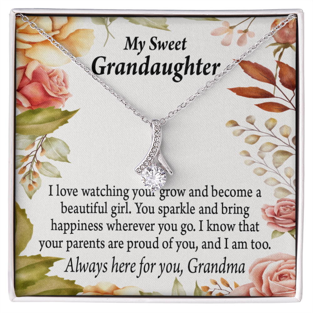 To My Granddaughter We're Proud of You Granddaughter Necklace Alluring Ribbon Necklace Message Card-Express Your Love Gifts