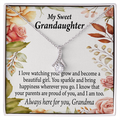 To My Granddaughter We're Proud of You Granddaughter Necklace Alluring Ribbon Necklace Message Card-Express Your Love Gifts