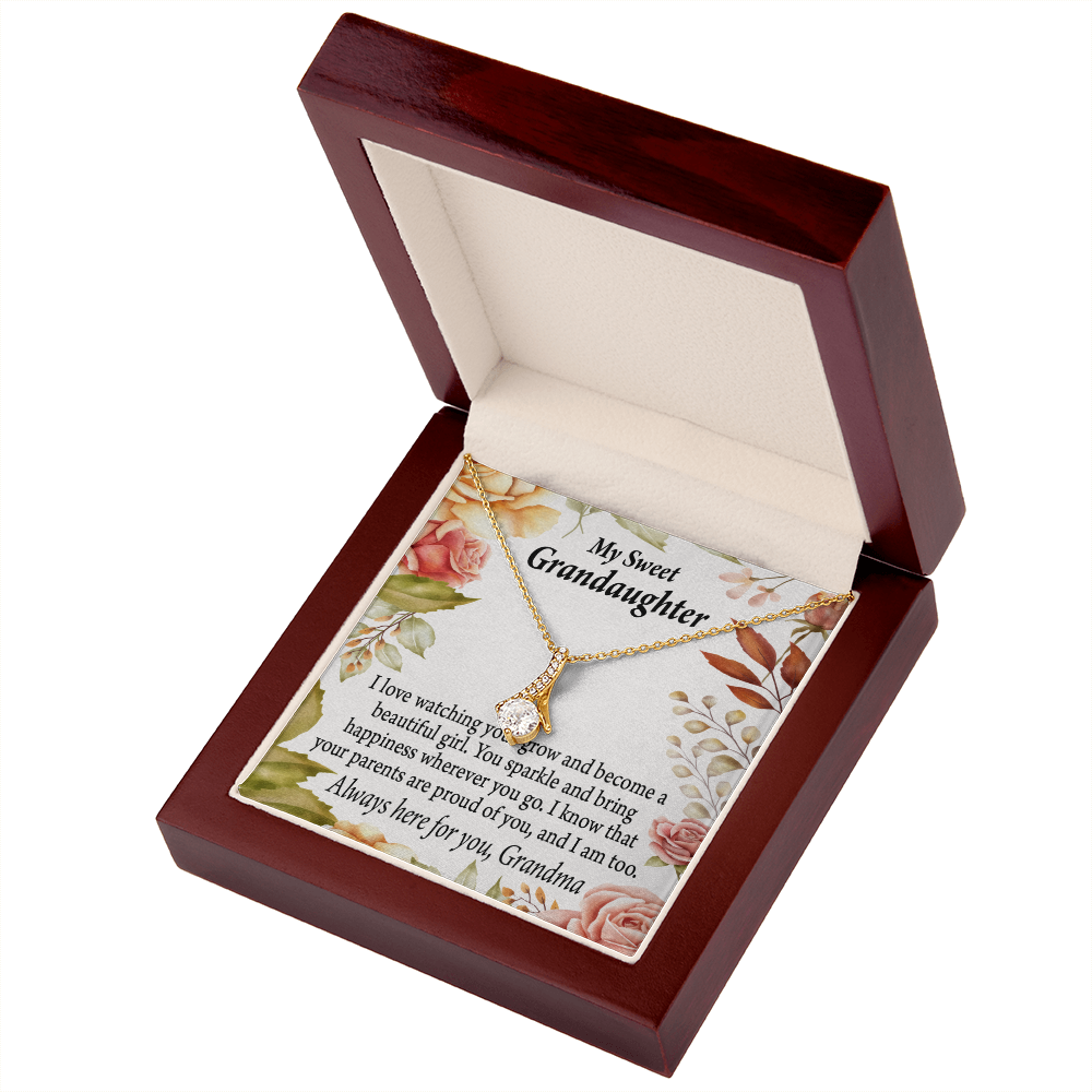 To My Granddaughter We're Proud of You Granddaughter Necklace Alluring Ribbon Necklace Message Card-Express Your Love Gifts