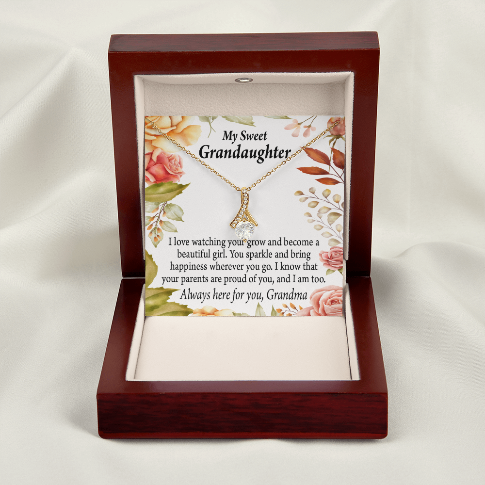 To My Granddaughter We're Proud of You Granddaughter Necklace Alluring Ribbon Necklace Message Card-Express Your Love Gifts