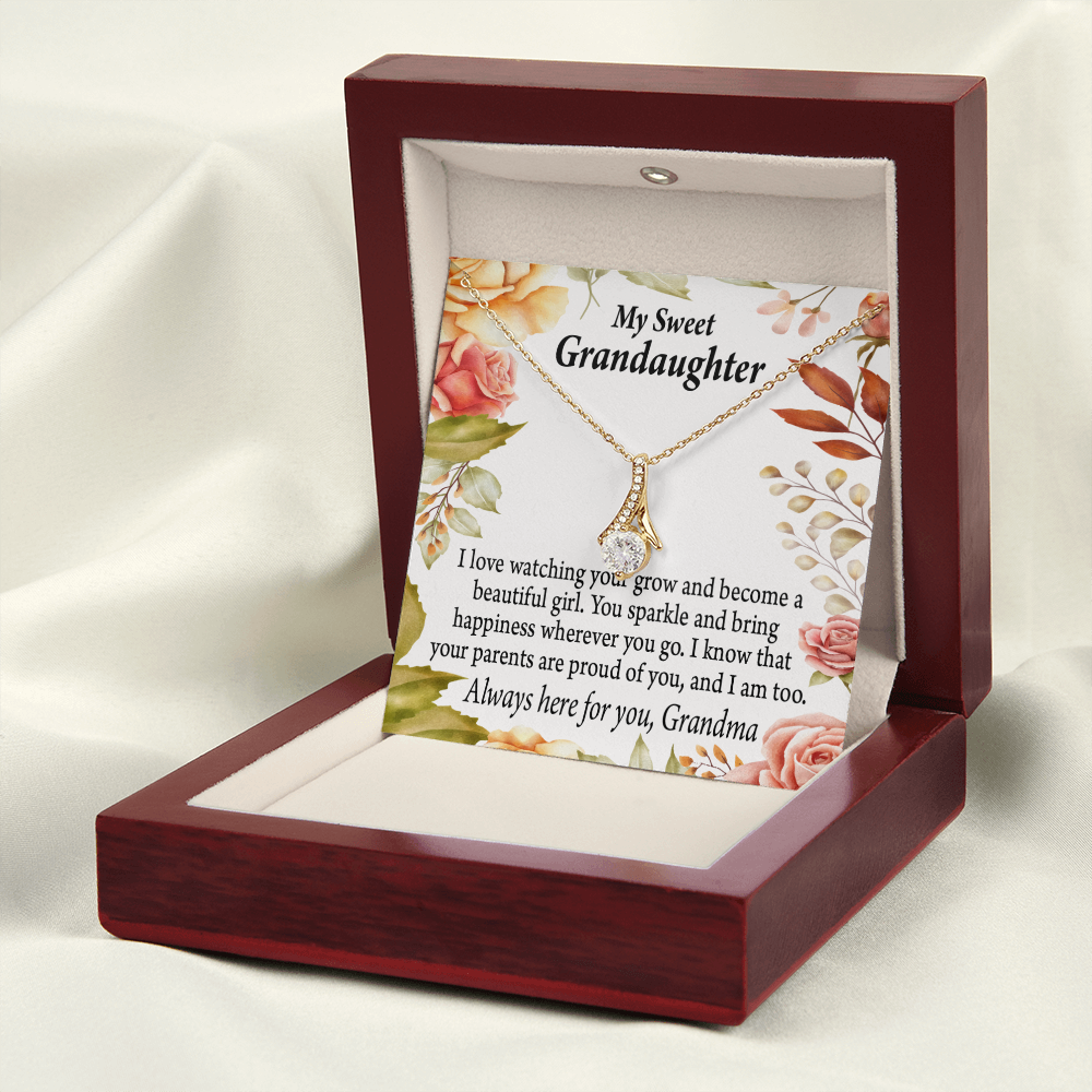 To My Granddaughter We're Proud of You Granddaughter Necklace Alluring Ribbon Necklace Message Card-Express Your Love Gifts
