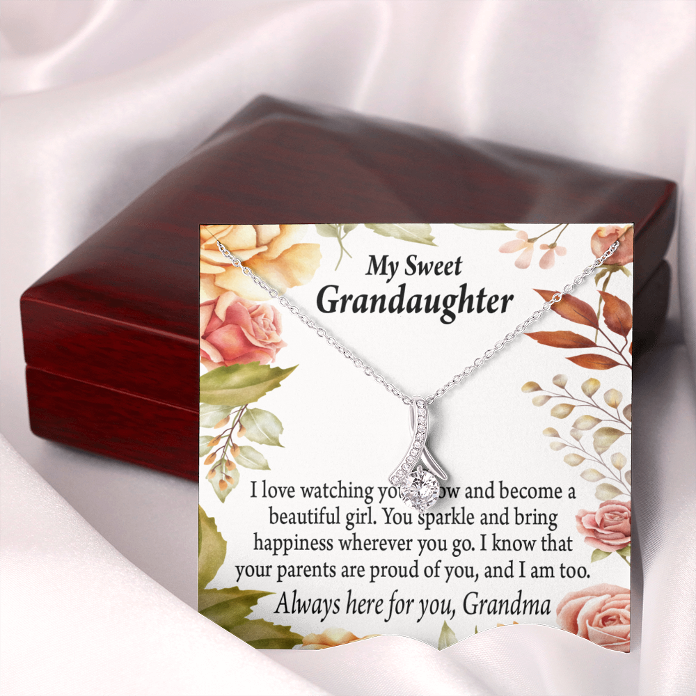 To My Granddaughter We're Proud of You Granddaughter Necklace Alluring Ribbon Necklace Message Card-Express Your Love Gifts