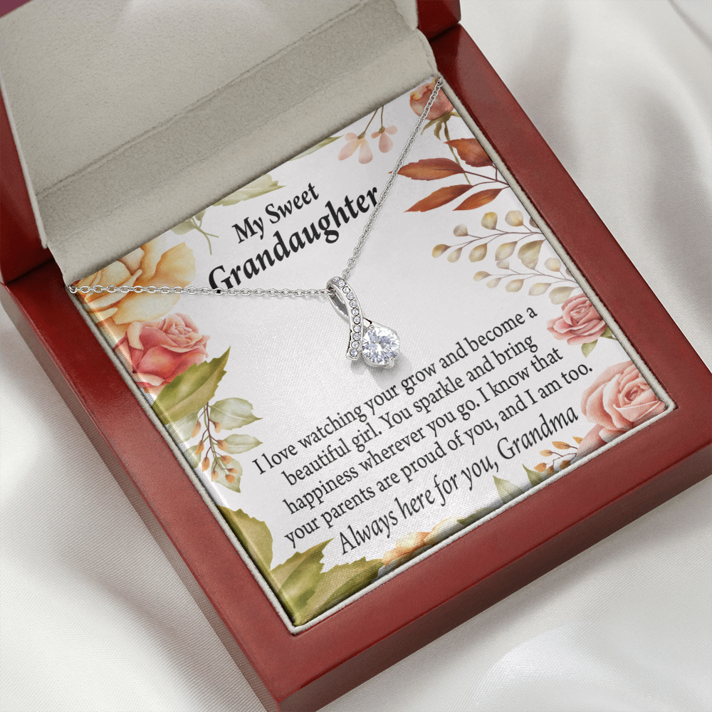 To My Granddaughter We're Proud of You Granddaughter Necklace Alluring Ribbon Necklace Message Card-Express Your Love Gifts