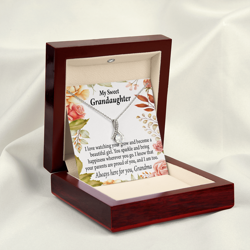 To My Granddaughter We're Proud of You Granddaughter Necklace Alluring Ribbon Necklace Message Card-Express Your Love Gifts