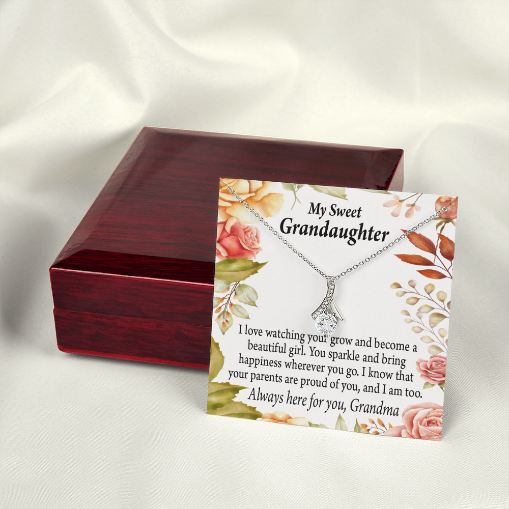 To My Granddaughter We're Proud of You Granddaughter Necklace Alluring Ribbon Necklace Message Card-Express Your Love Gifts