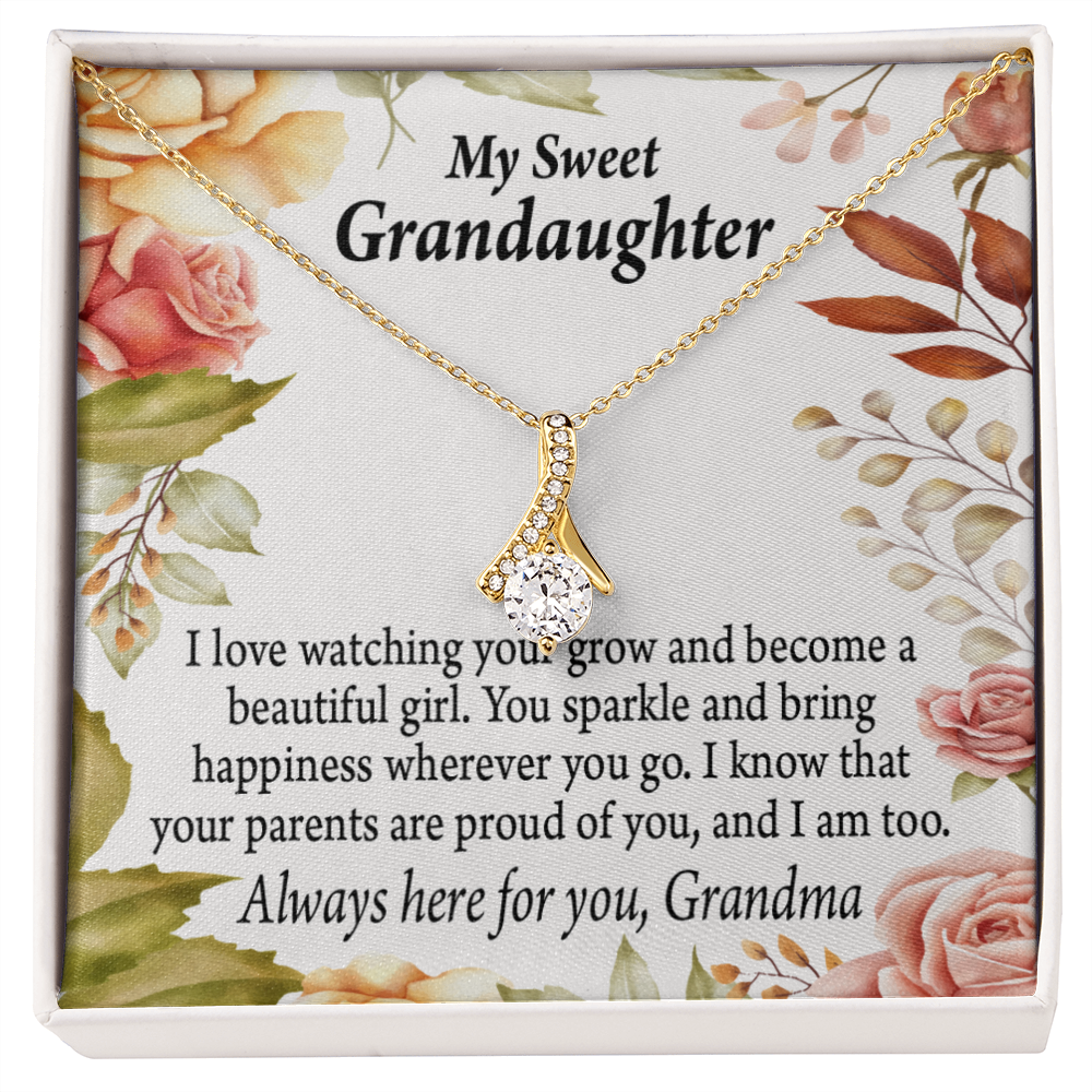 To My Granddaughter We're Proud of You Granddaughter Necklace Alluring Ribbon Necklace Message Card-Express Your Love Gifts