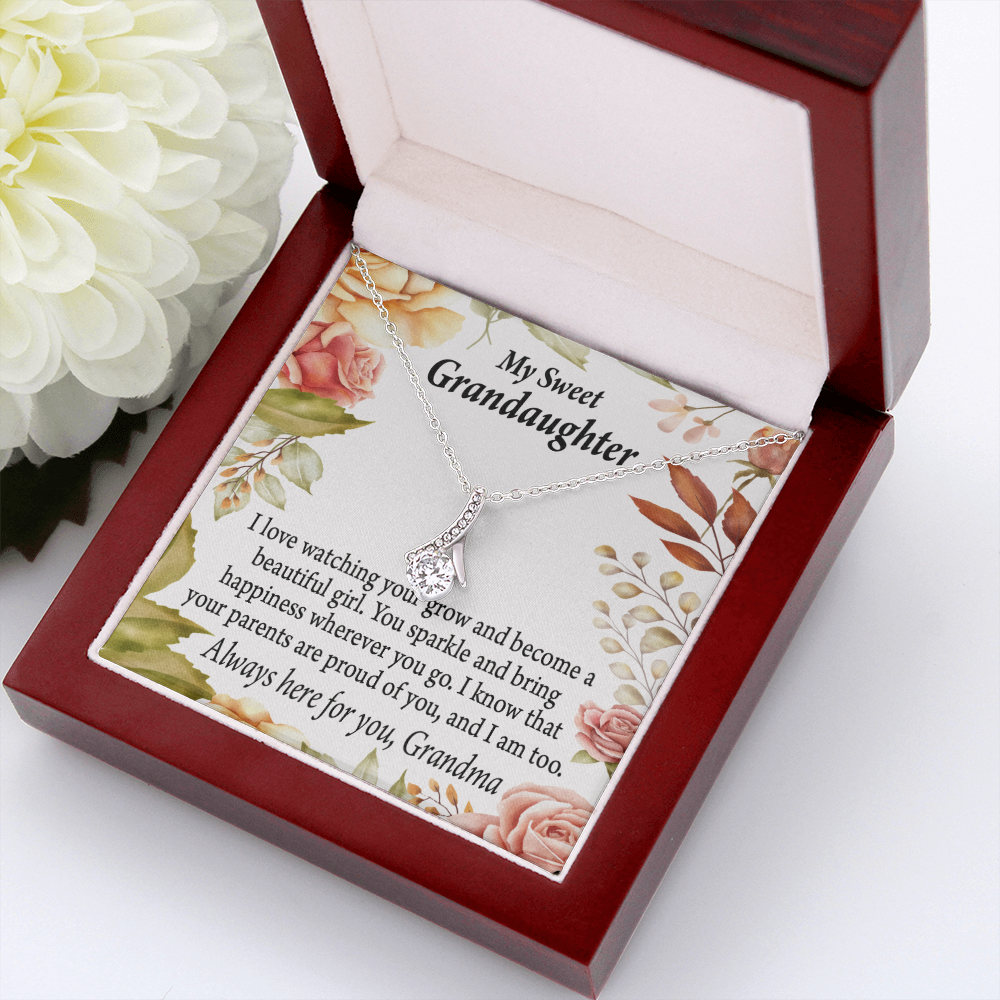 To My Granddaughter We're Proud of You Granddaughter Necklace Alluring Ribbon Necklace Message Card-Express Your Love Gifts