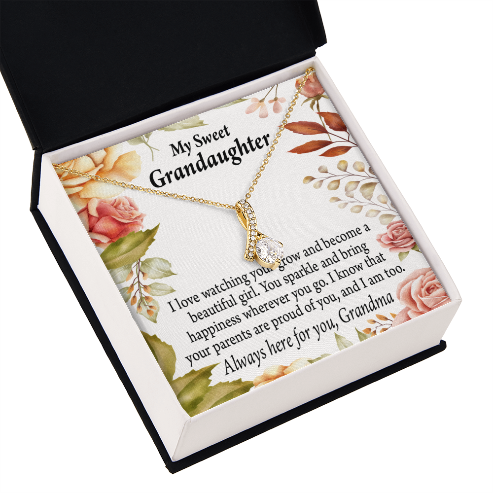 To My Granddaughter We're Proud of You Granddaughter Necklace Alluring Ribbon Necklace Message Card-Express Your Love Gifts
