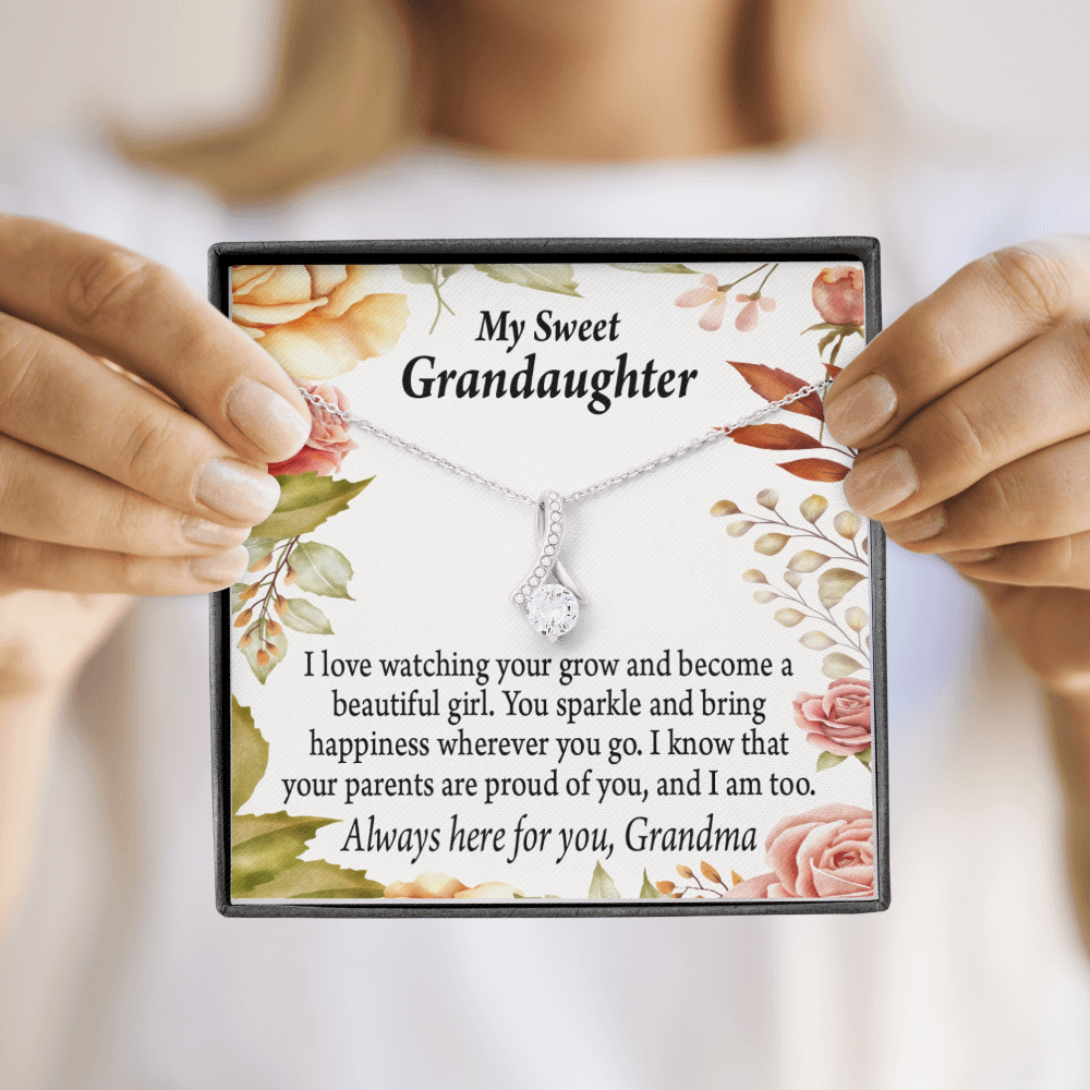 To My Granddaughter We're Proud of You Granddaughter Necklace Alluring Ribbon Necklace Message Card-Express Your Love Gifts