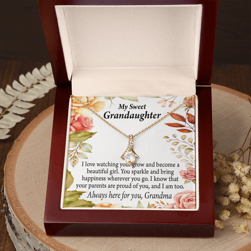 To My Granddaughter We're Proud of You Granddaughter Necklace Alluring Ribbon Necklace Message Card-Express Your Love Gifts