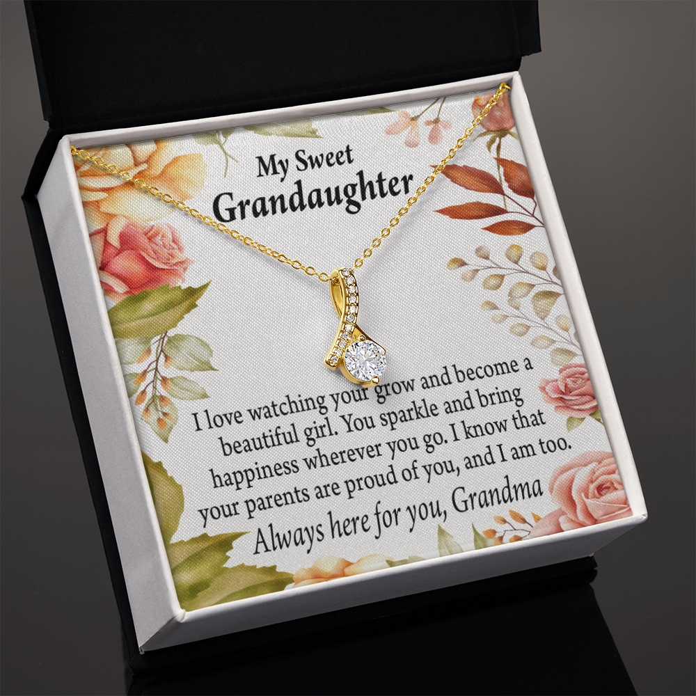 To My Granddaughter We're Proud of You Granddaughter Necklace Alluring Ribbon Necklace Message Card-Express Your Love Gifts