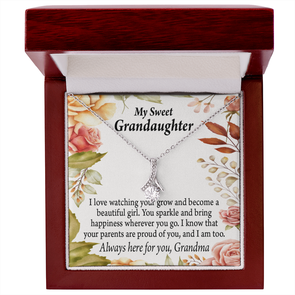 To My Granddaughter We're Proud of You Granddaughter Necklace Alluring Ribbon Necklace Message Card-Express Your Love Gifts