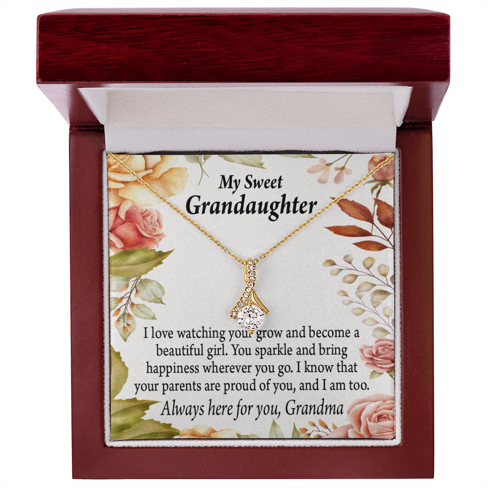To My Granddaughter We're Proud of You Granddaughter Necklace Alluring Ribbon Necklace Message Card-Express Your Love Gifts