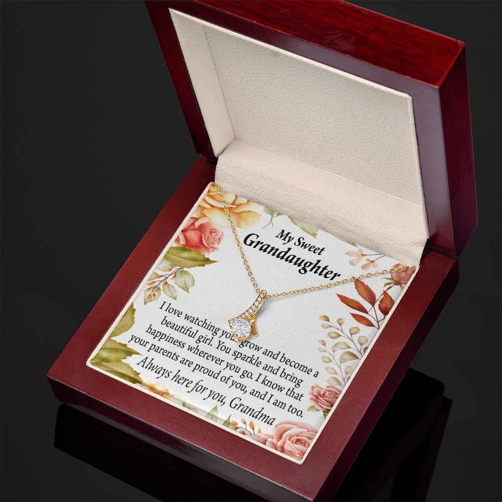 To My Granddaughter We're Proud of You Granddaughter Necklace Alluring Ribbon Necklace Message Card-Express Your Love Gifts