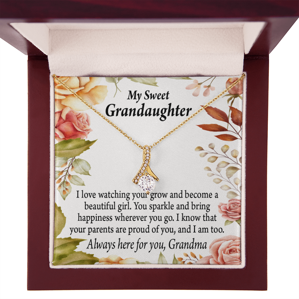 To My Granddaughter We're Proud of You Granddaughter Necklace Alluring Ribbon Necklace Message Card-Express Your Love Gifts