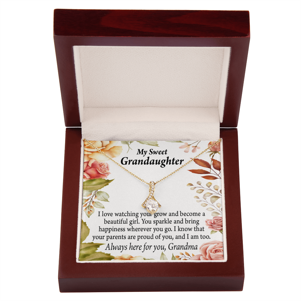 To My Granddaughter We're Proud of You Granddaughter Necklace Alluring Ribbon Necklace Message Card-Express Your Love Gifts