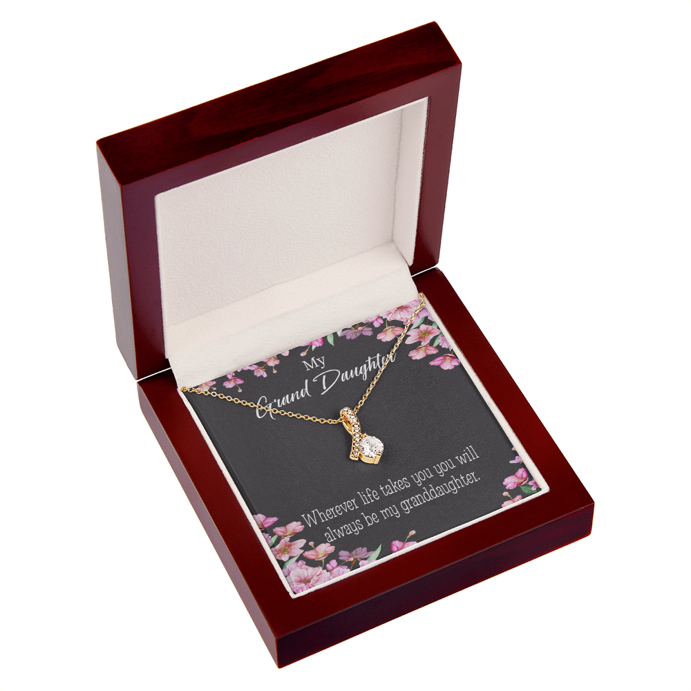 To My Granddaughter Wherever Life Alluring Ribbon Necklace Message Card-Express Your Love Gifts