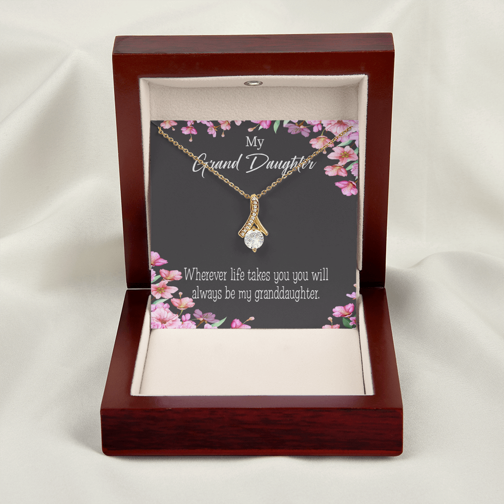 To My Granddaughter Wherever Life Alluring Ribbon Necklace Message Card-Express Your Love Gifts