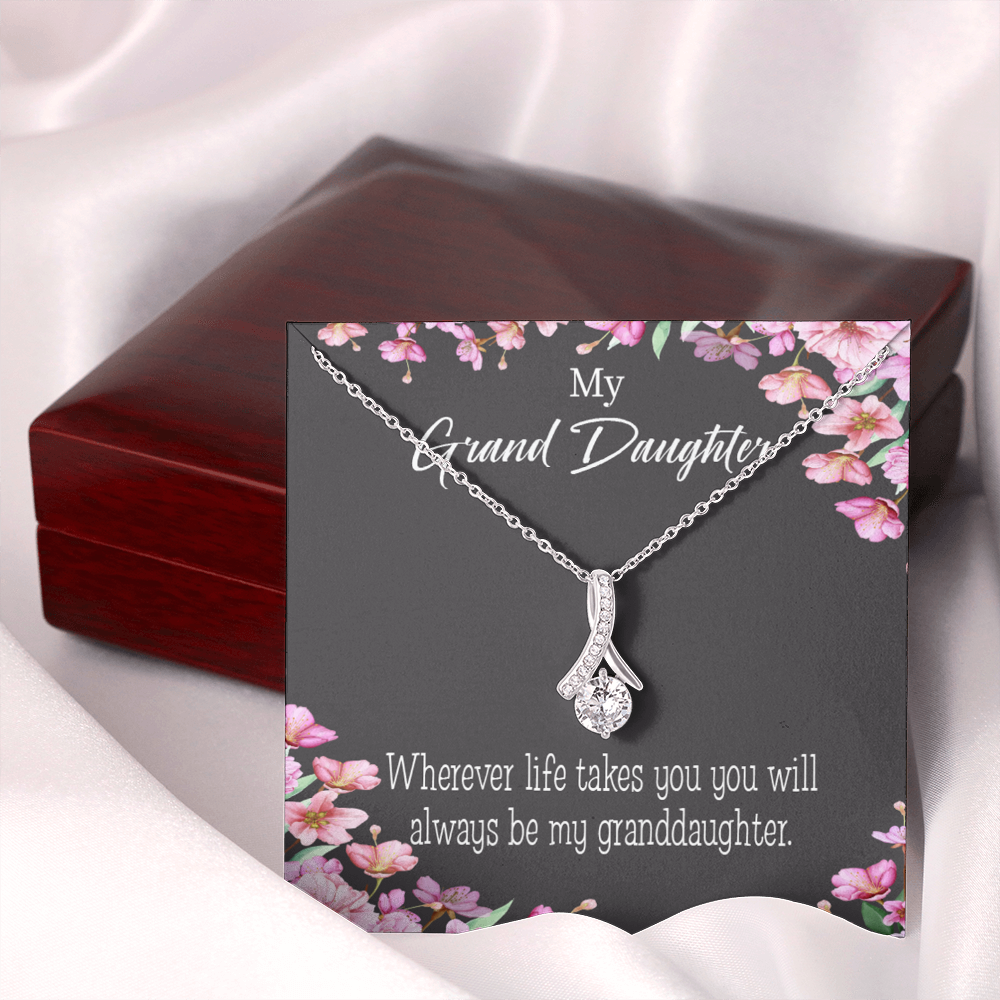To My Granddaughter Wherever Life Alluring Ribbon Necklace Message Card-Express Your Love Gifts