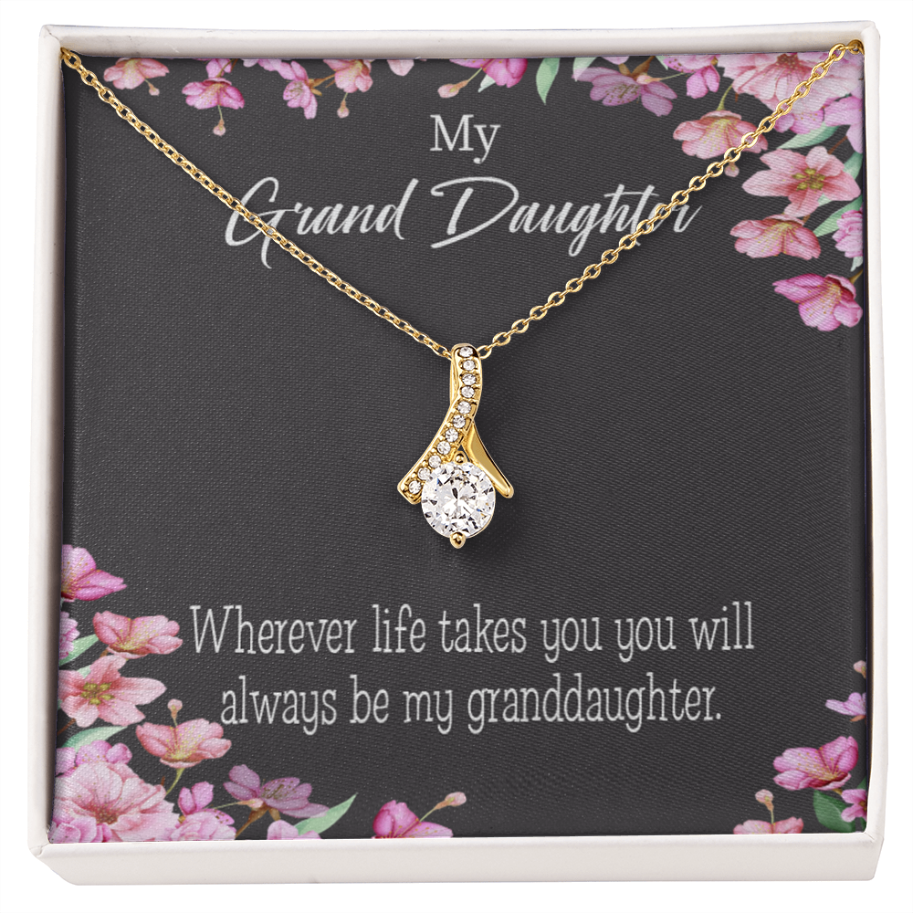 To My Granddaughter Wherever Life Alluring Ribbon Necklace Message Card-Express Your Love Gifts