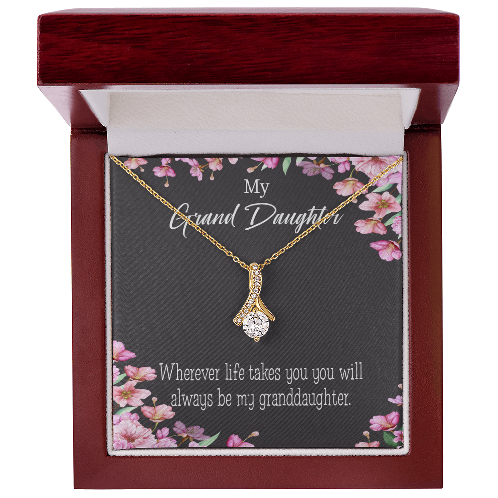 To My Granddaughter Wherever Life Alluring Ribbon Necklace Message Card-Express Your Love Gifts