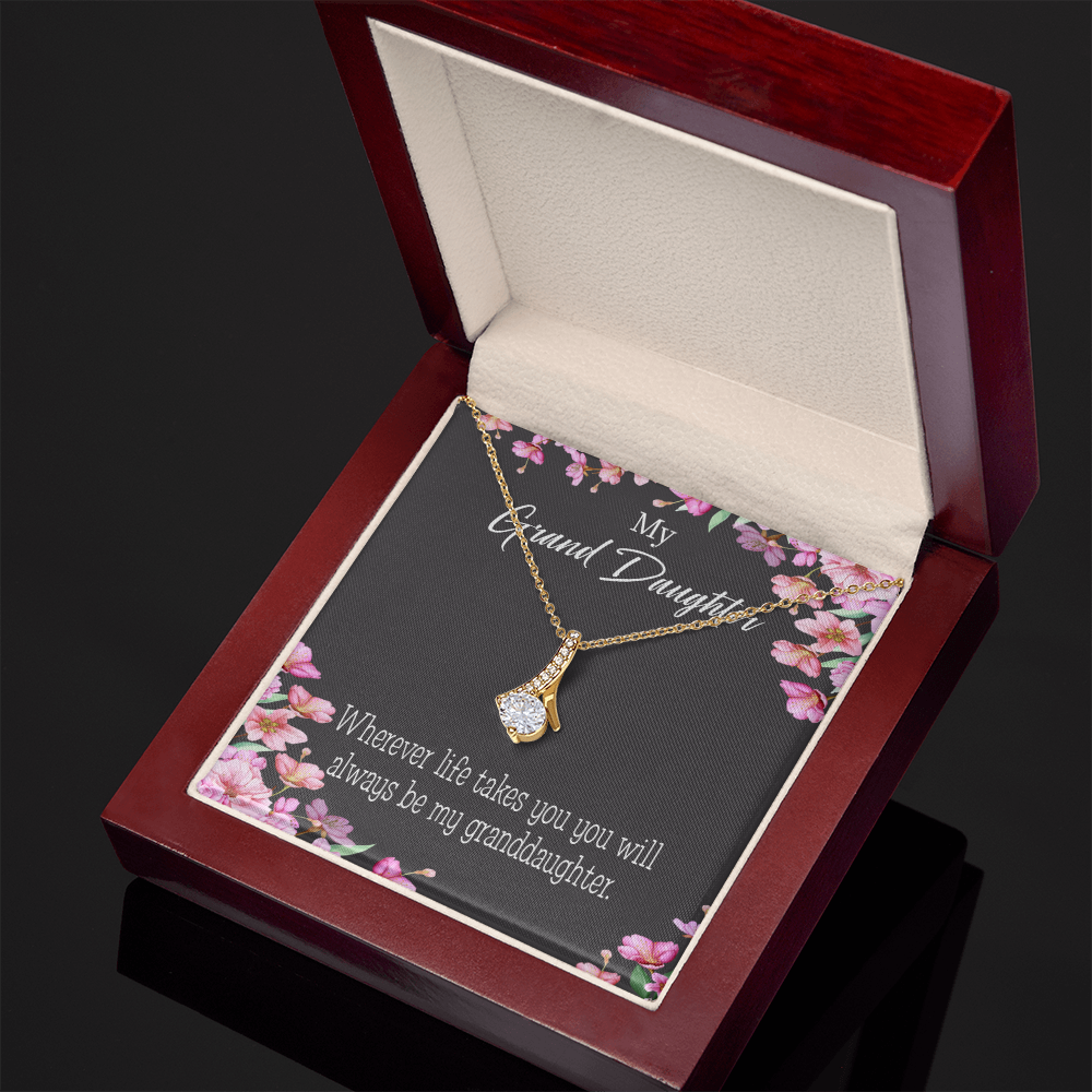 To My Granddaughter Wherever Life Alluring Ribbon Necklace Message Card-Express Your Love Gifts