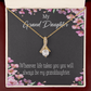 To My Granddaughter Wherever Life Alluring Ribbon Necklace Message Card-Express Your Love Gifts