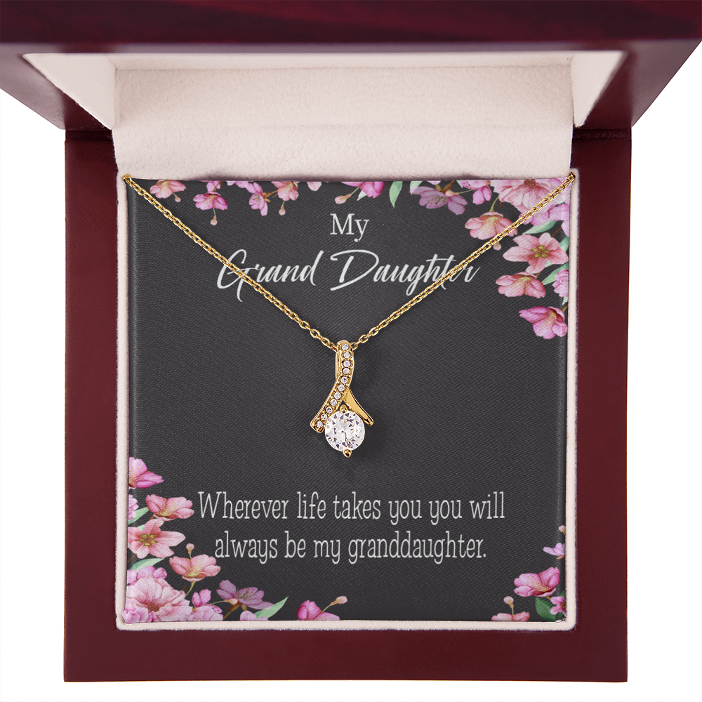 To My Granddaughter Wherever Life Alluring Ribbon Necklace Message Card-Express Your Love Gifts
