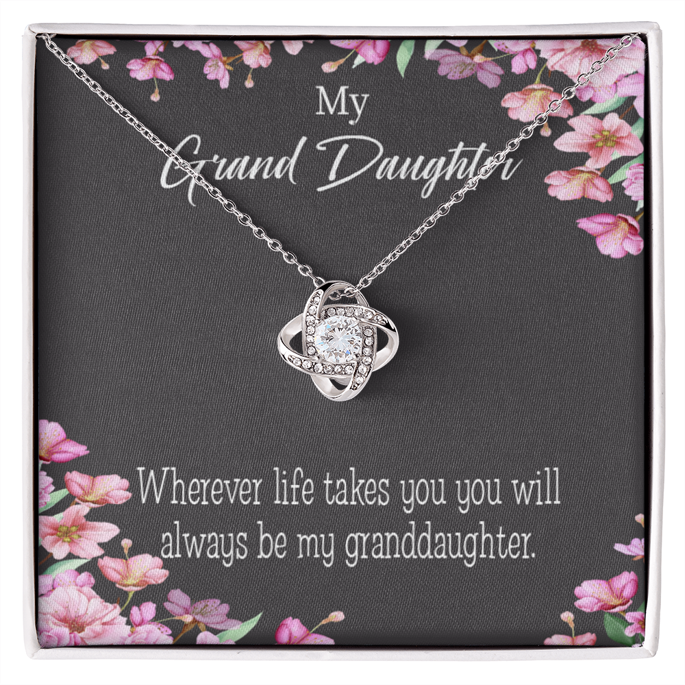 To My Granddaughter Wherever Life Infinity Knot Necklace Message Card-Express Your Love Gifts