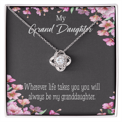 To My Granddaughter Wherever Life Infinity Knot Necklace Message Card-Express Your Love Gifts